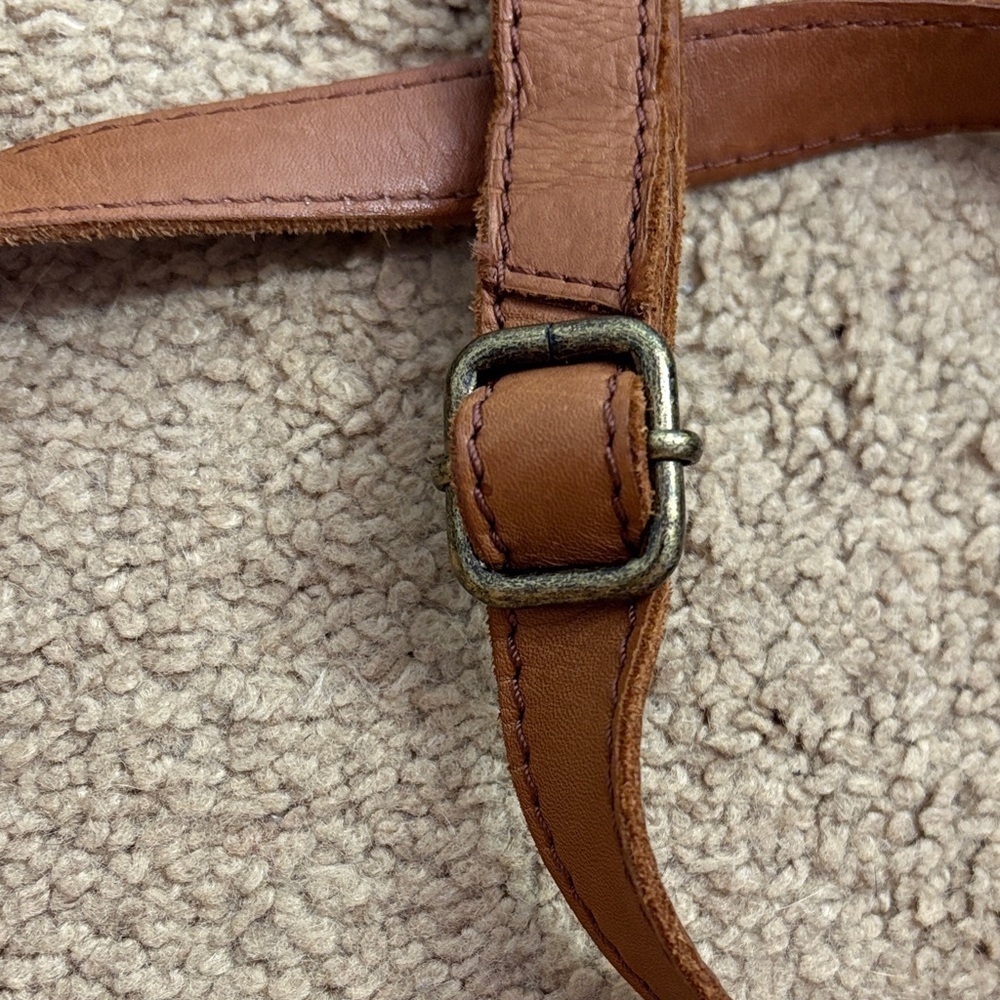 100% Genuine Brown Leather Crossbody Bag Satchel Purse Adjustable Straps Cowboy - Picture 5 of 13